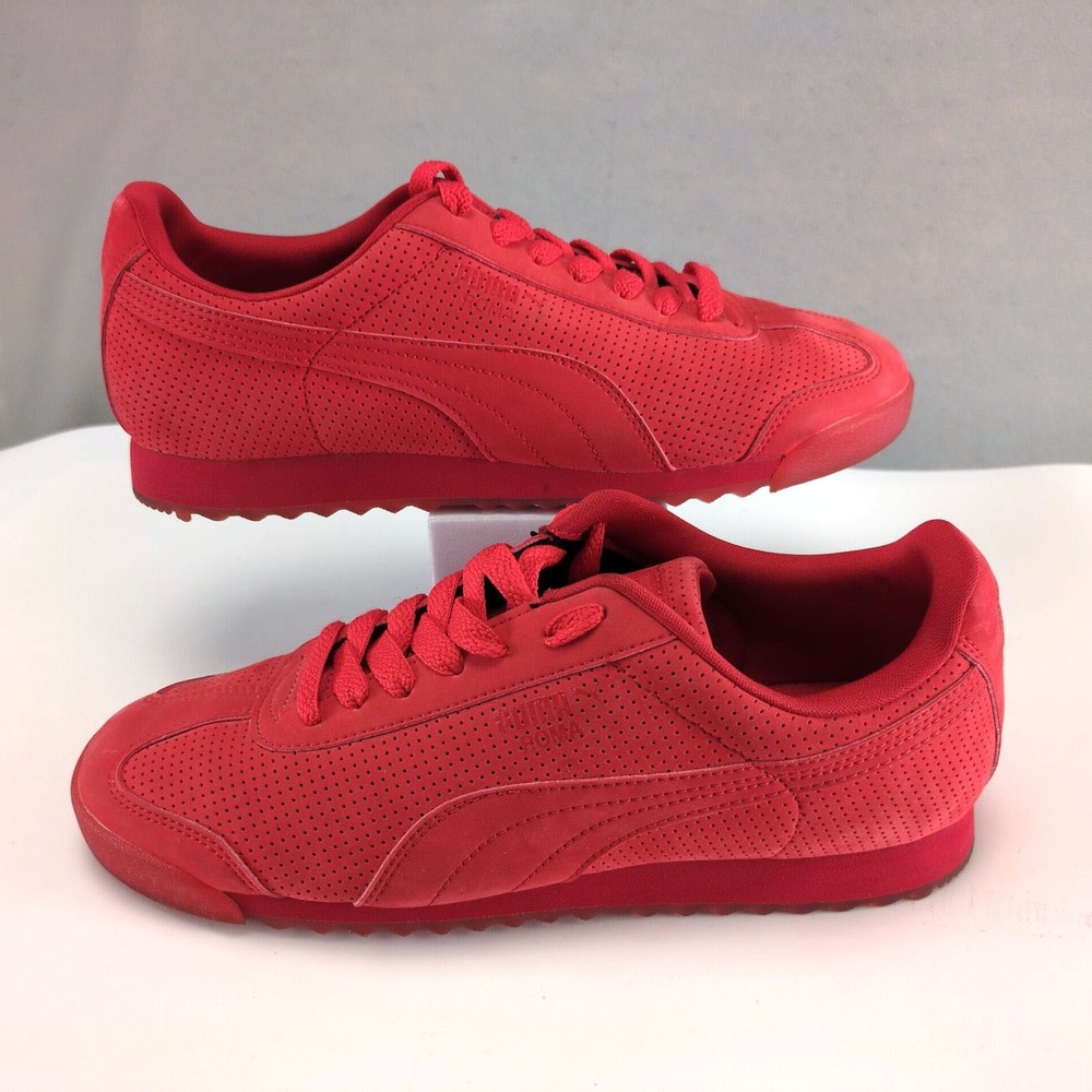 Puma Suede Courtside Perf Red Mens 8.5 Monochrome Perforated Sneakers 360983 02 - Picture 1 of 10